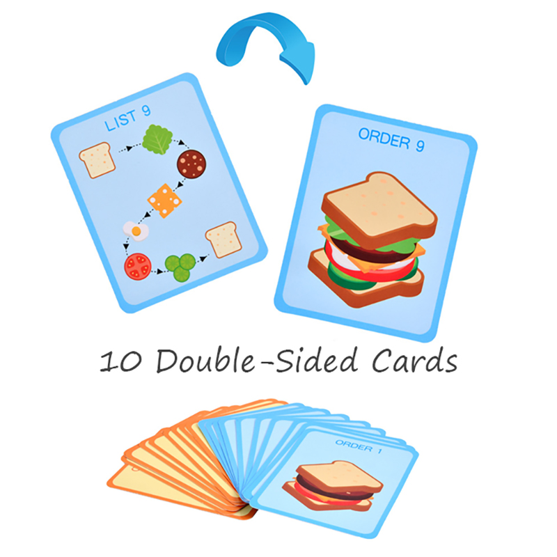 Juego de simulación de juguetes de cocina para niños, sándwich de hamburguesa, juegos a juego de comida de simulación, juguetes educativos de apilamiento de madera Montessori