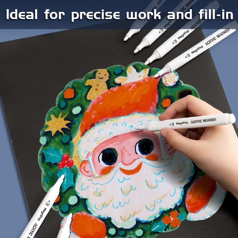 5pcs White Acrylic Marker,Permanent Pen Art Supplies for Black Paper,Tire,Plastic,Stone,Metal,Painting for Artists,Beginners