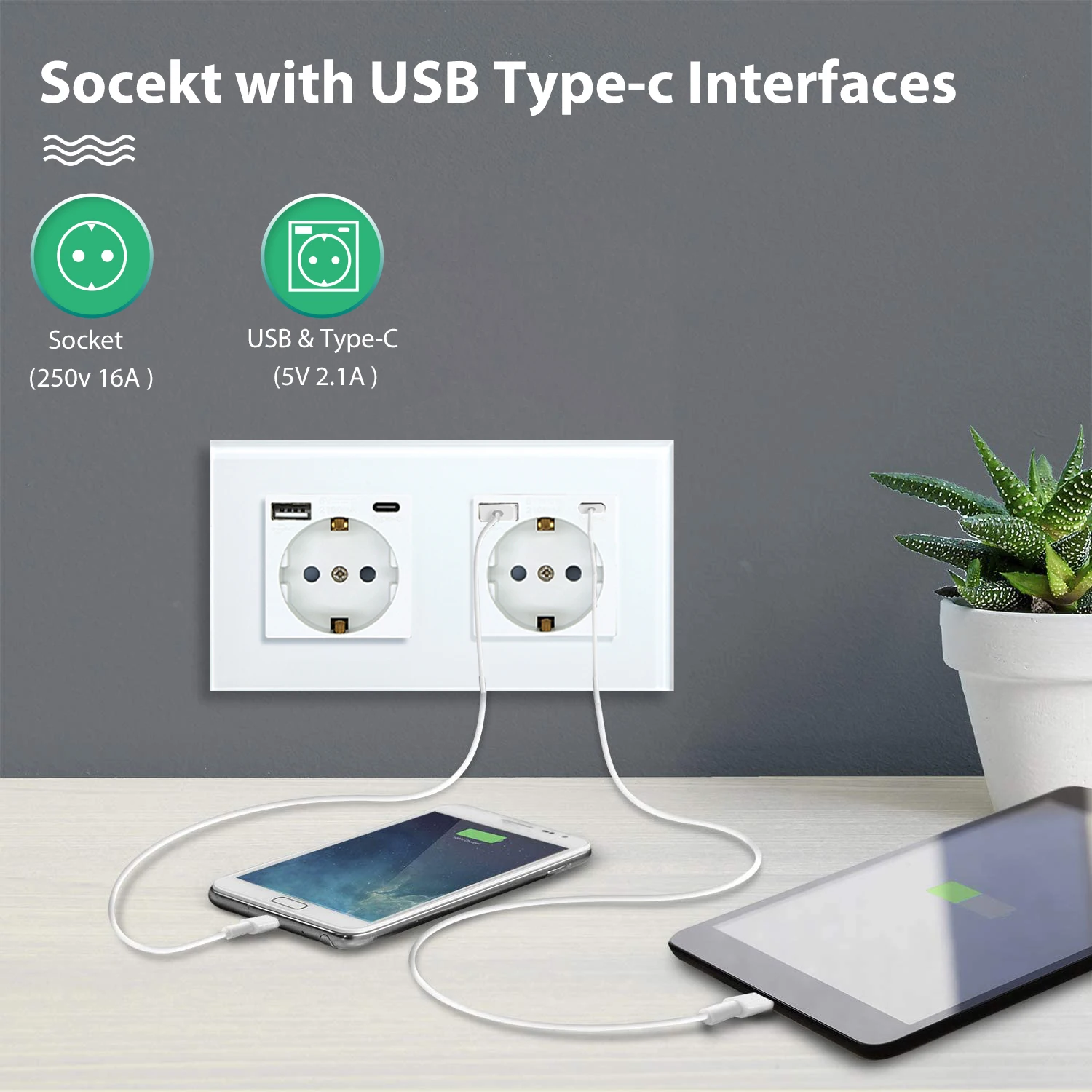 BSEED Tiêu Chuẩn EU Đơn Ổ Cắm Điện Ứng Pha Lê Bảng Điều Khiển USB Đôi Ổ Cắm Ba Tường Ổ Cắm Gắn Tứ Ổ Cắm