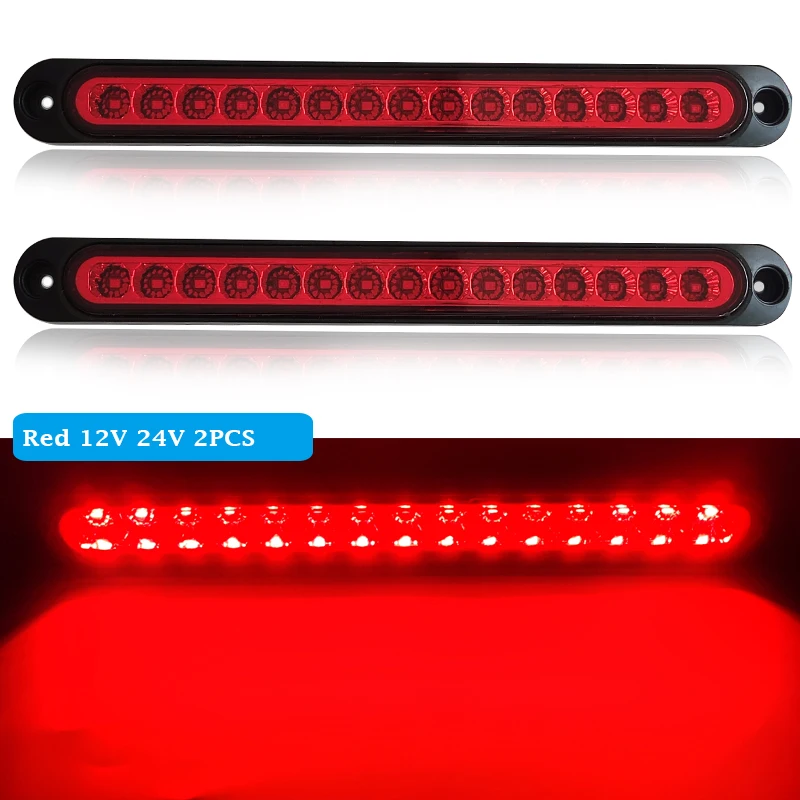 2 uds Universal 12V 24V LED lámpara trasera para Scania remolque camión camioneta freno/parada/luces giratorias 15 LED tira de barra de luz