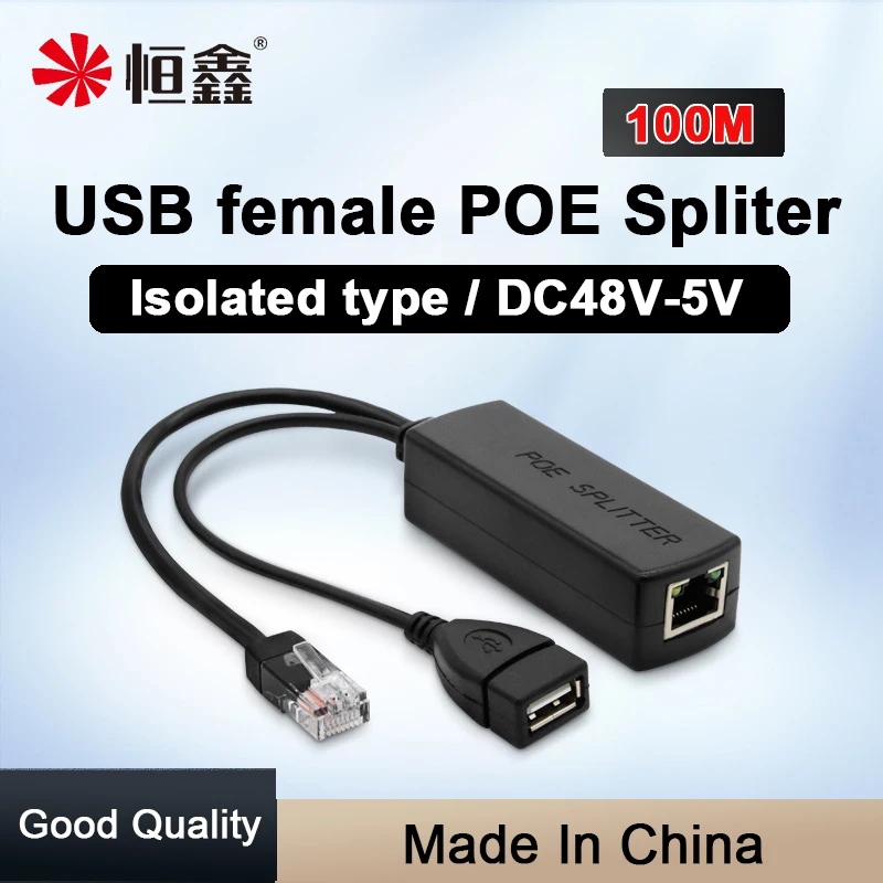 USB Hembra Tipo A Puerto POE Spliter Función de aislamiento 802. 3AF/at para IP Cccam, Módulo de Fuente de Alimentación, Ethernet 100M, CC 48V a 5V