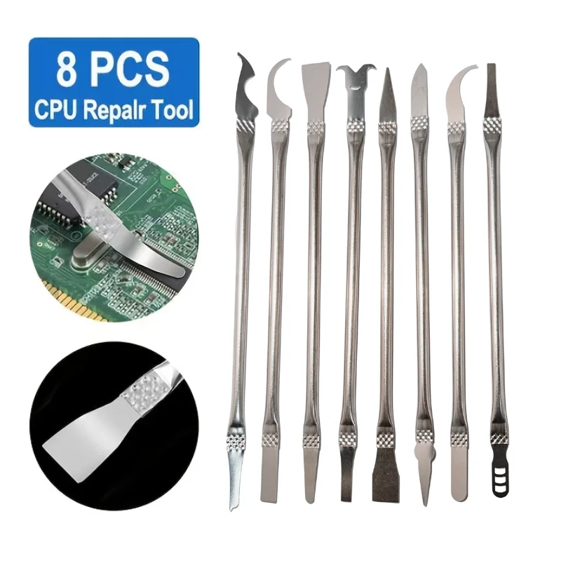 Herramientas de reparación de teléfonos IC CPU 8 en 1, removedor de pegamento, reparación de chips IC, cuchillas finas, herramienta manual de reparación pirática para teléfono móvil y ordenador