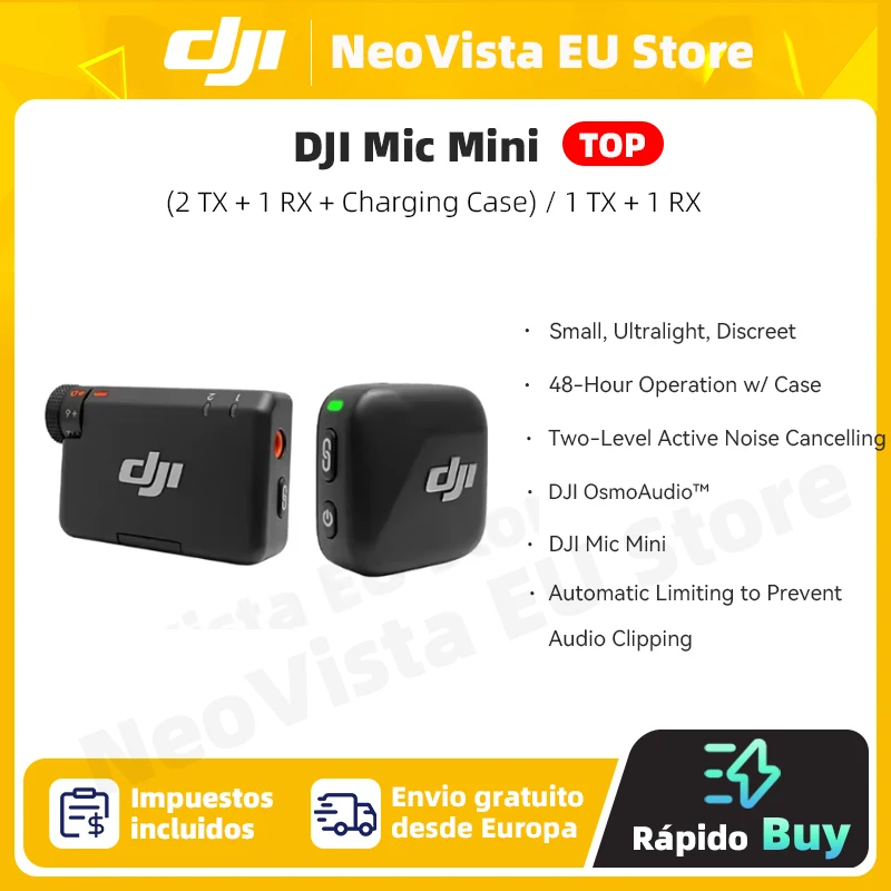 Dji Mic Mini (2 Tx + 1 Rx + Oplaadcase) /1 Tx + 1 Rx Draadloze Microfoon Met Intelligente Ruisonderdrukking Van Hoge Kwaliteit Audio