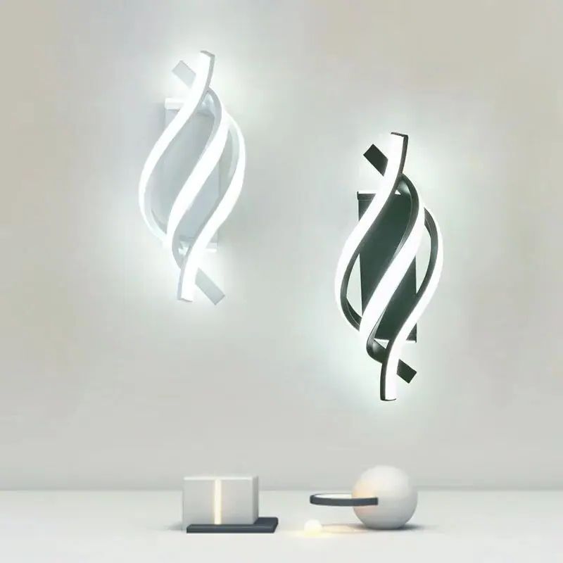 Moderna lâmpada de parede led minimalista preto branco linha decoração luzes para o quarto cabeceira backwall escada corredor luminárias