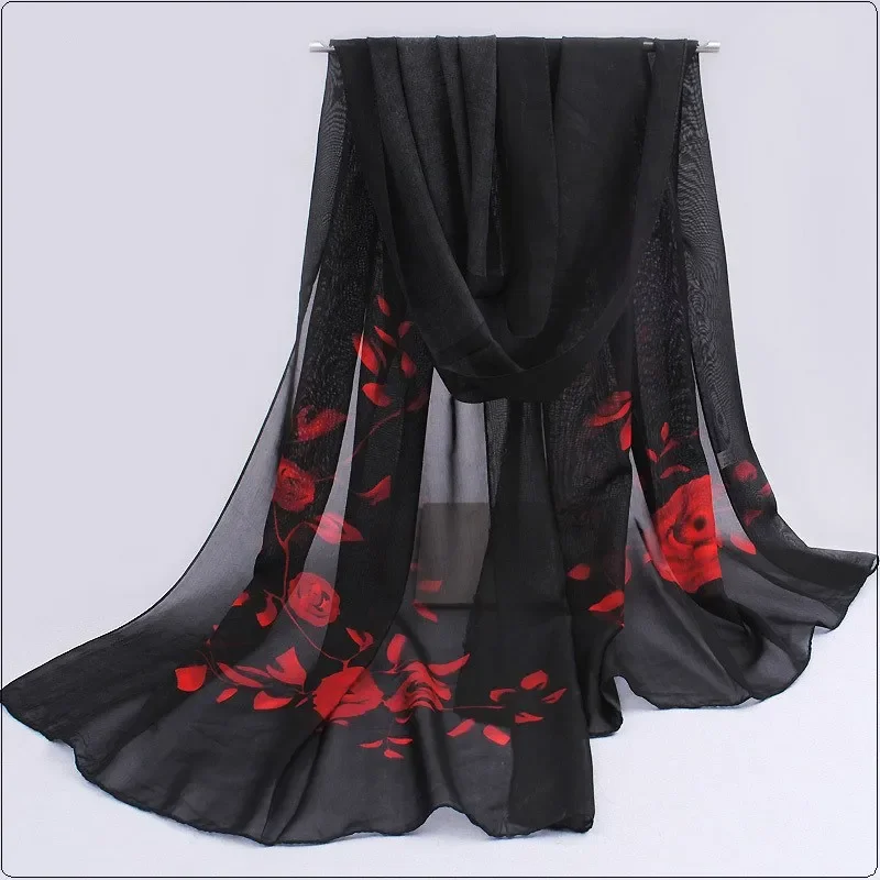 2021 Mùa Xuân Và Mùa Hè Nữ Khăn Mới Khăn Choàng Pashmina In Hình Cape Voan Lụa Polyester Tippet Nhét 60*160Cm