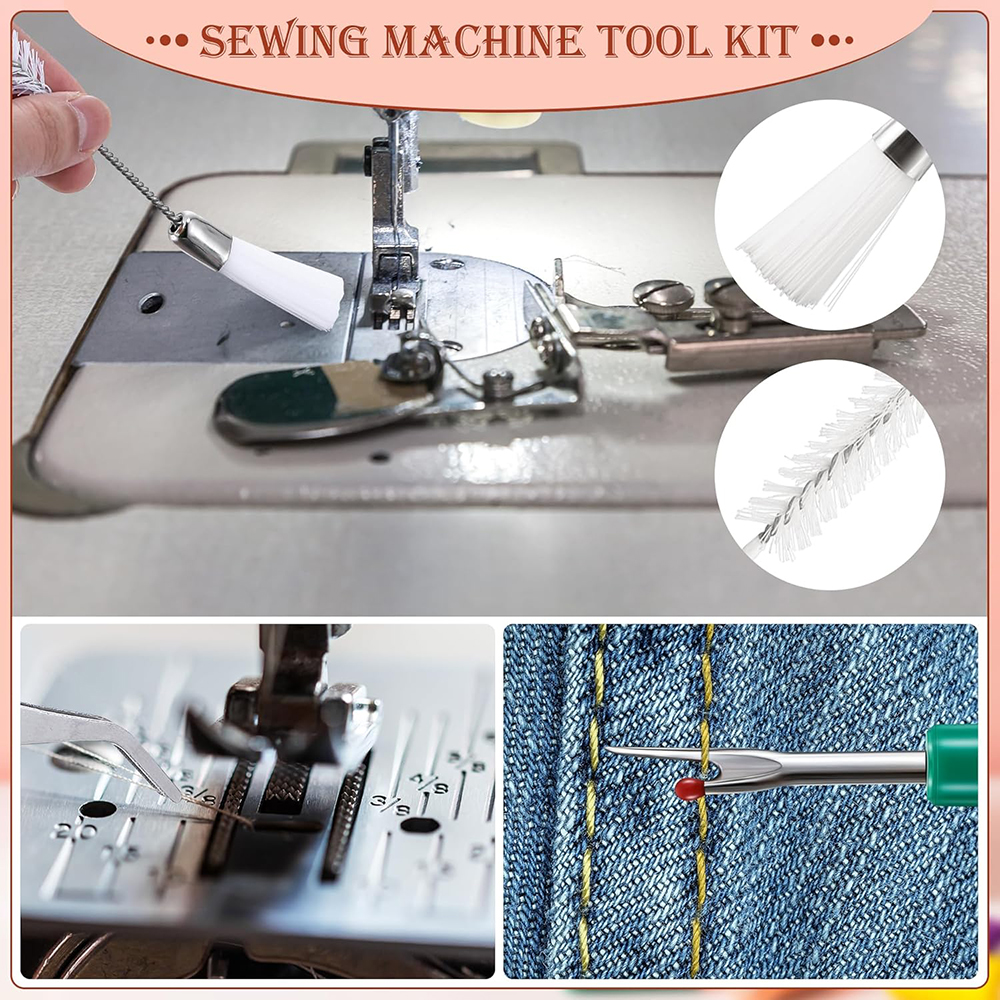 14PCS Sewing Machine Cleaning Kit Sewing Machine Repair Tools Double Headed Brush Screwdriver Tweezers for Repair and Cleaning