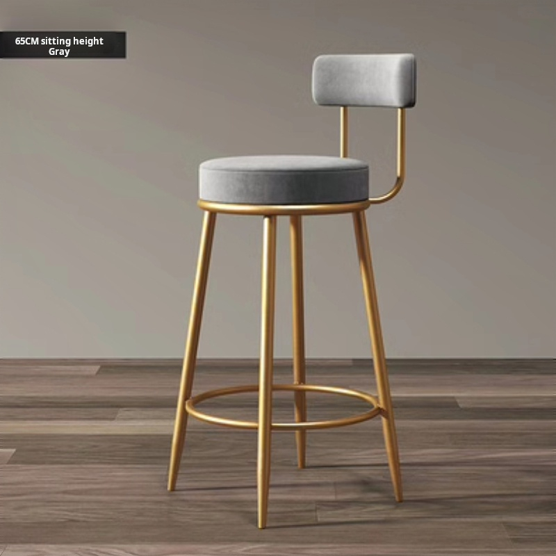 Nordic bar chairs Modern Iron art high stools kitchen backrest bar stools Cafe velvet chair counter Work stools Home furniture