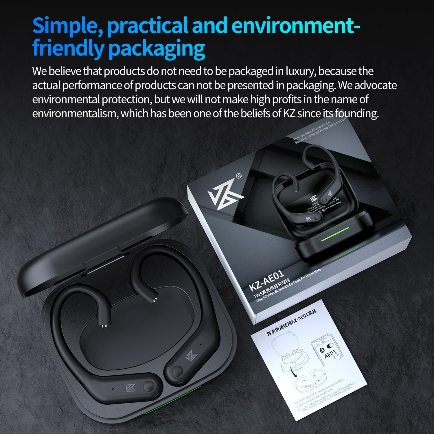 KZ-ワイヤレスアップグレードケーブル,Bluetooth 5.4 hifiアダプター,音楽イヤホン,充電ケース付きケーブルコネクタ