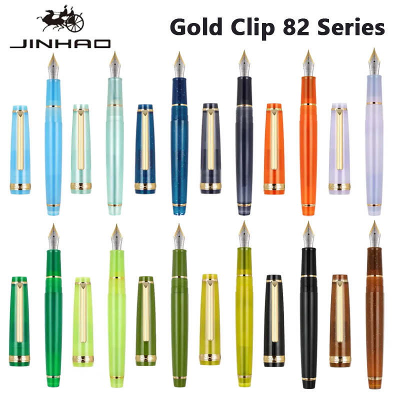 Pluma estilográfica Jinhao 82 con Clip dorado, punta EF/F/M, bolígrafo de tinta acrílica, bolígrafos de escritura de lujo para papelería, suministros escolares de oficina y negocios