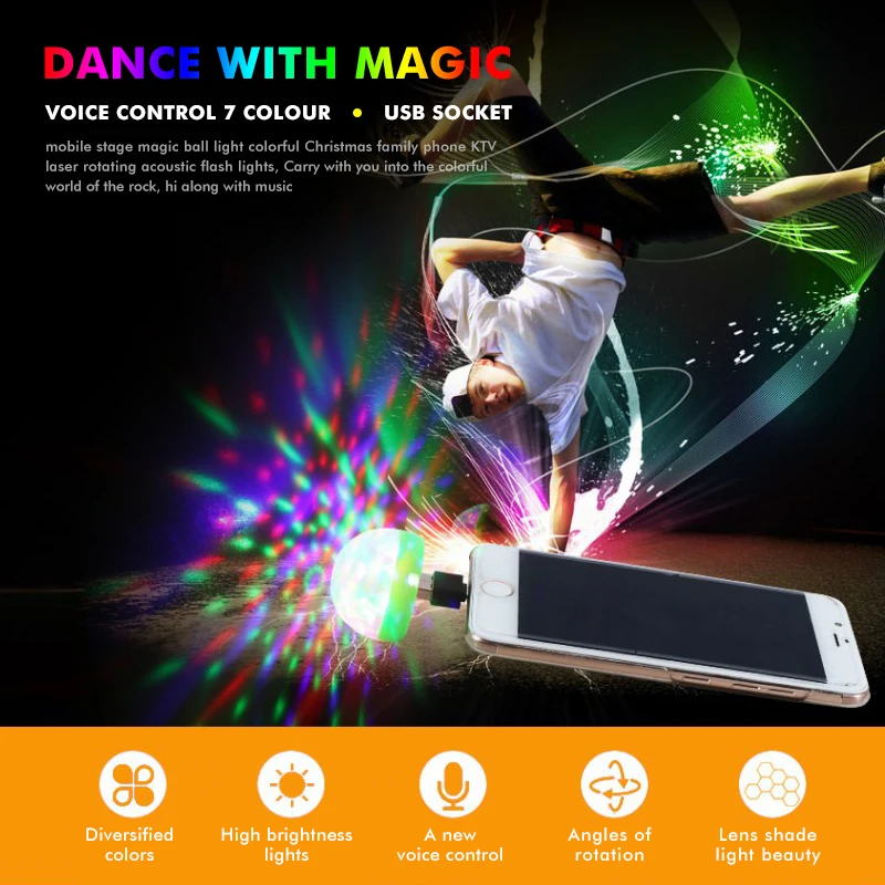 USB ไฟเวที Mini LED บรรยากาศแสงเวที DJ Disco Ball โคมไฟในร่ม Home Party USB ไปยัง Apple โทรศัพท์ Android Disco Light