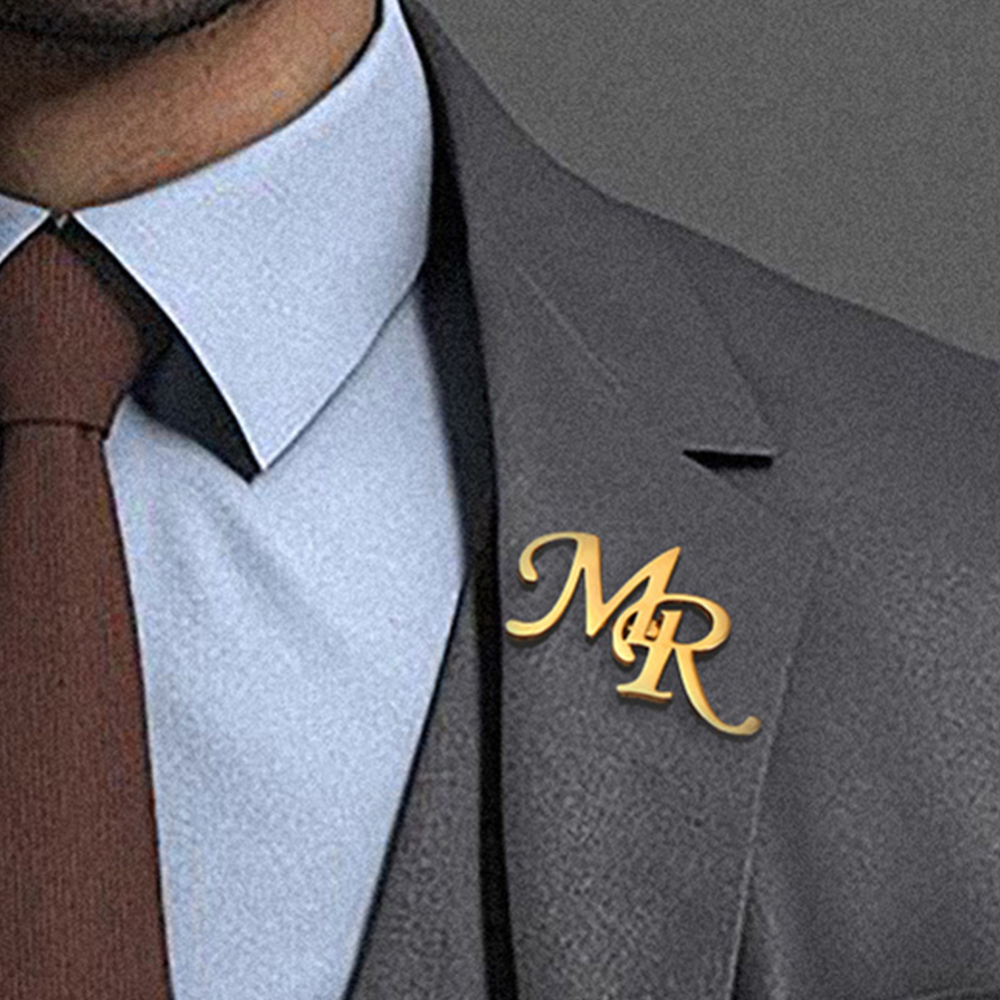 My Shape Benutzer definierte Initialen Brosche für Herren anzug für lässigen Pullover Mantel personal isierte Buchstaben Stifte Abzeichen Typenschild Brosche Schmuck