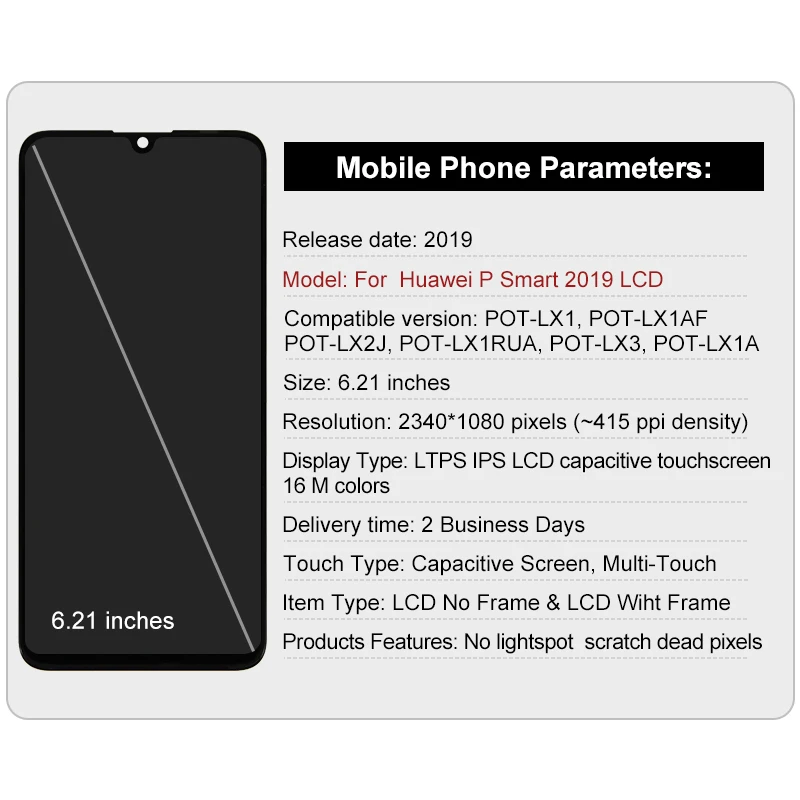 Wahl IPS 6,21 "Für Huawei P Smart 2019 LCD POT-LX1 Display Touchscreen Digitizer Ersatzteile Für POT-LX1AF LCD Display