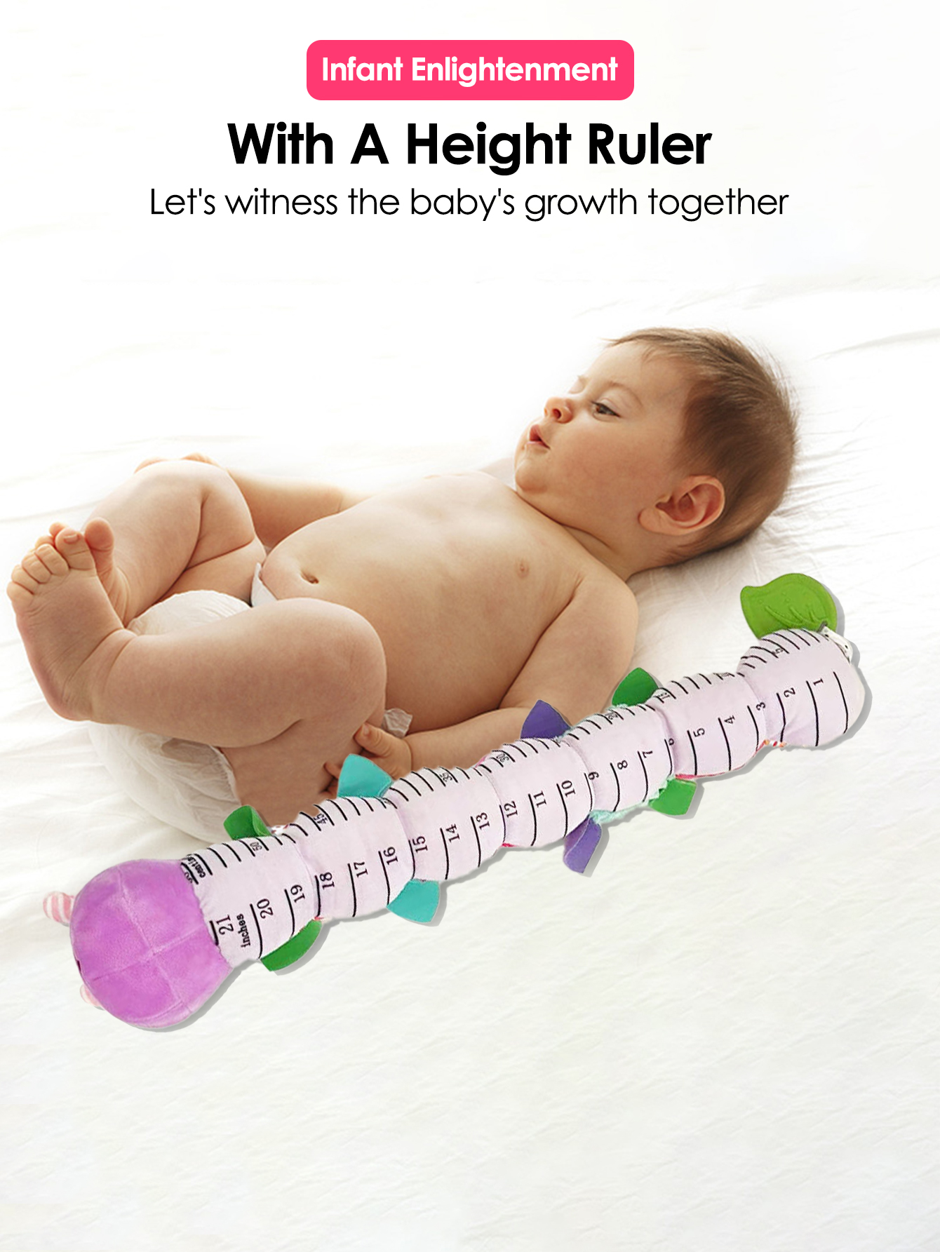 1 Baby Vine Music Caterpillar Worm Soft Baby Plush Toy Educational Interactive Sensory Toy