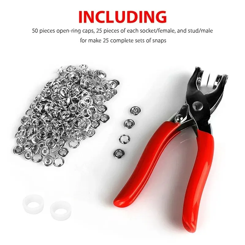 400 PCS PRONG แหวน 9.5 มม.หัวเข็มขัดปุ่มโลหะสีคีมปุ่ม Snap Claw DIY ชุดมือความดัน Plier Rivet BUCKLE เย็บเครื่องมือ