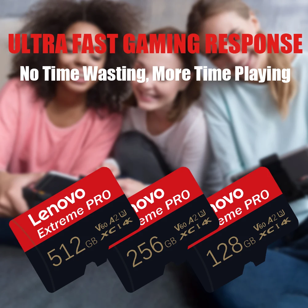 Lenovo 2TB Extreme PRO MicroSD 256GB UHS-I Memory Card 128GB micro SD Card TF Card 200MB/s Class10 U3 V30 A2 cartao de memoria
