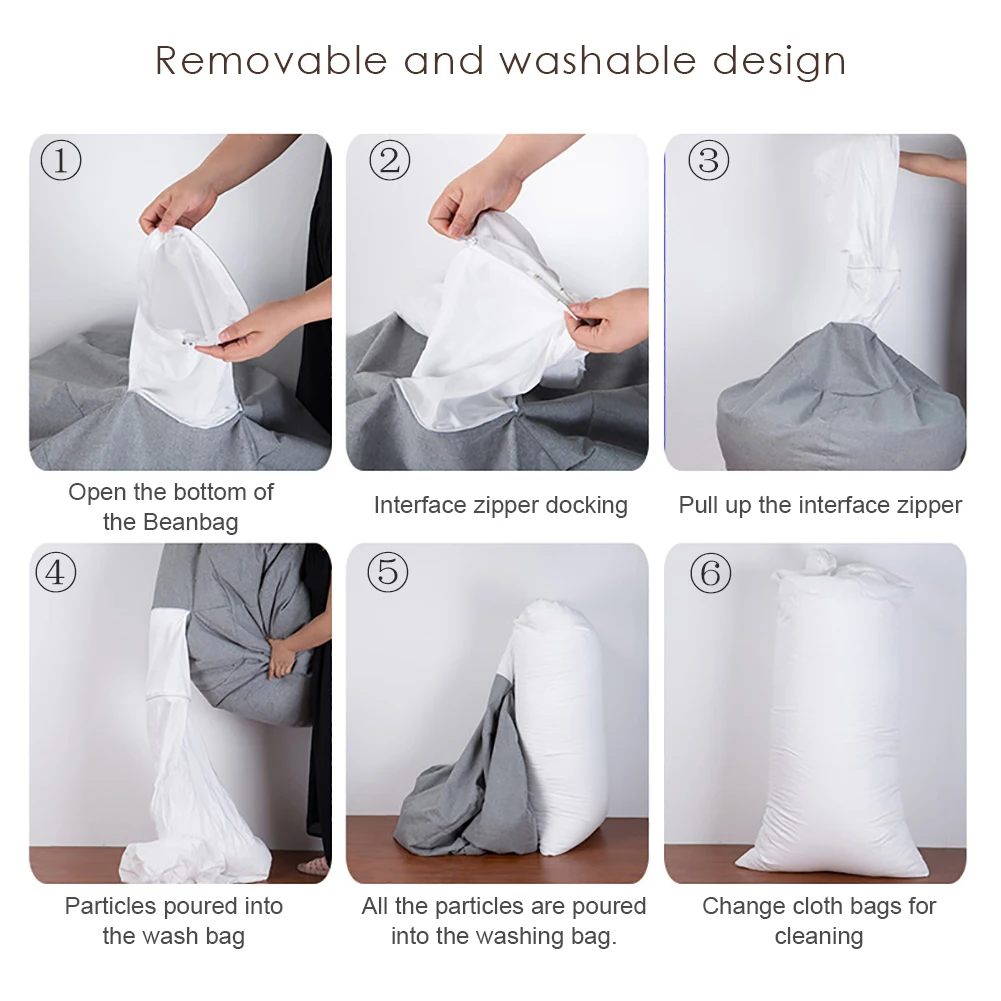 Large Bean Bag Chair Cover Sofa Color Simple Design Indoor Lazy Lounger Cover for Adults and Kids with No Filling