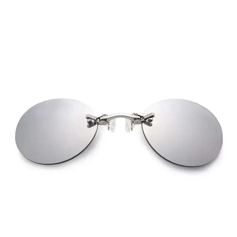 1-2 pçs clipe no nariz óculos redondos sem aro matriz morpheus óculos de sol mini sem moldura vintage masculino uv400