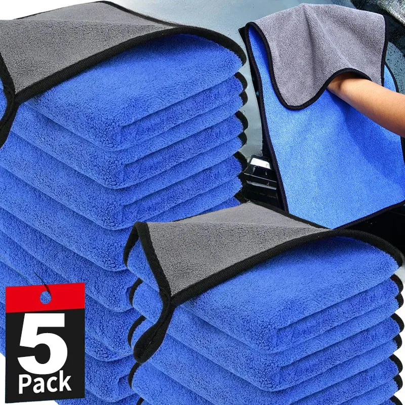 Toalla de microfibra para lavado de coches, suave, de secado rápido, para ventanas, espejos, trapos de limpieza, paños de limpieza de doble capa para el hogar, 400GSM, 1-5 uds.