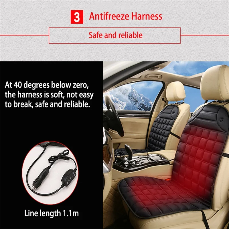 Asientos calefactables de coche de 12V, calentador de asiento de invierno, fundas de cojines calefactores para asiento de coche, asiento calefactable eléctrico, cojines de invierno con estilo para coche