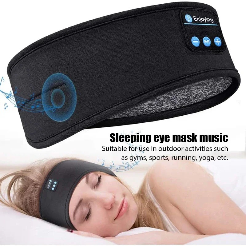 Słuchawki Bluetooth Sportowe Opaska do Spania Elastyczne Bezprzewodowe Słuchawki Muzyczna Maska na Oczy Bezprzewodowy Zestaw Słuchawkowy Bluetooth Opaska