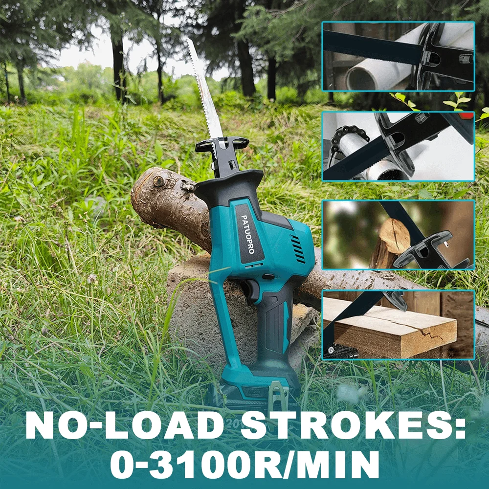 Cordless Brushless Reciprocating Saw Adjustable Speed Wood Metal Pipe Cutting Power Tool for Makita 18V Battery(No Battery)