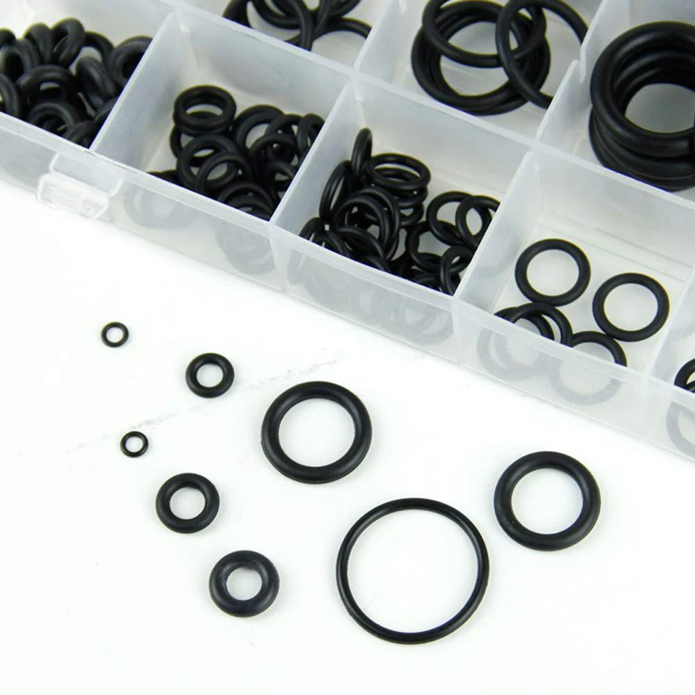 225 szt. Gumowy pierścień typu O-ring Odporność na olej O-ring Podkładka Uszczelki Uszczelnienie wodoszczelne Asortyment Różne rozmiary i zestaw plastikowych pudełek