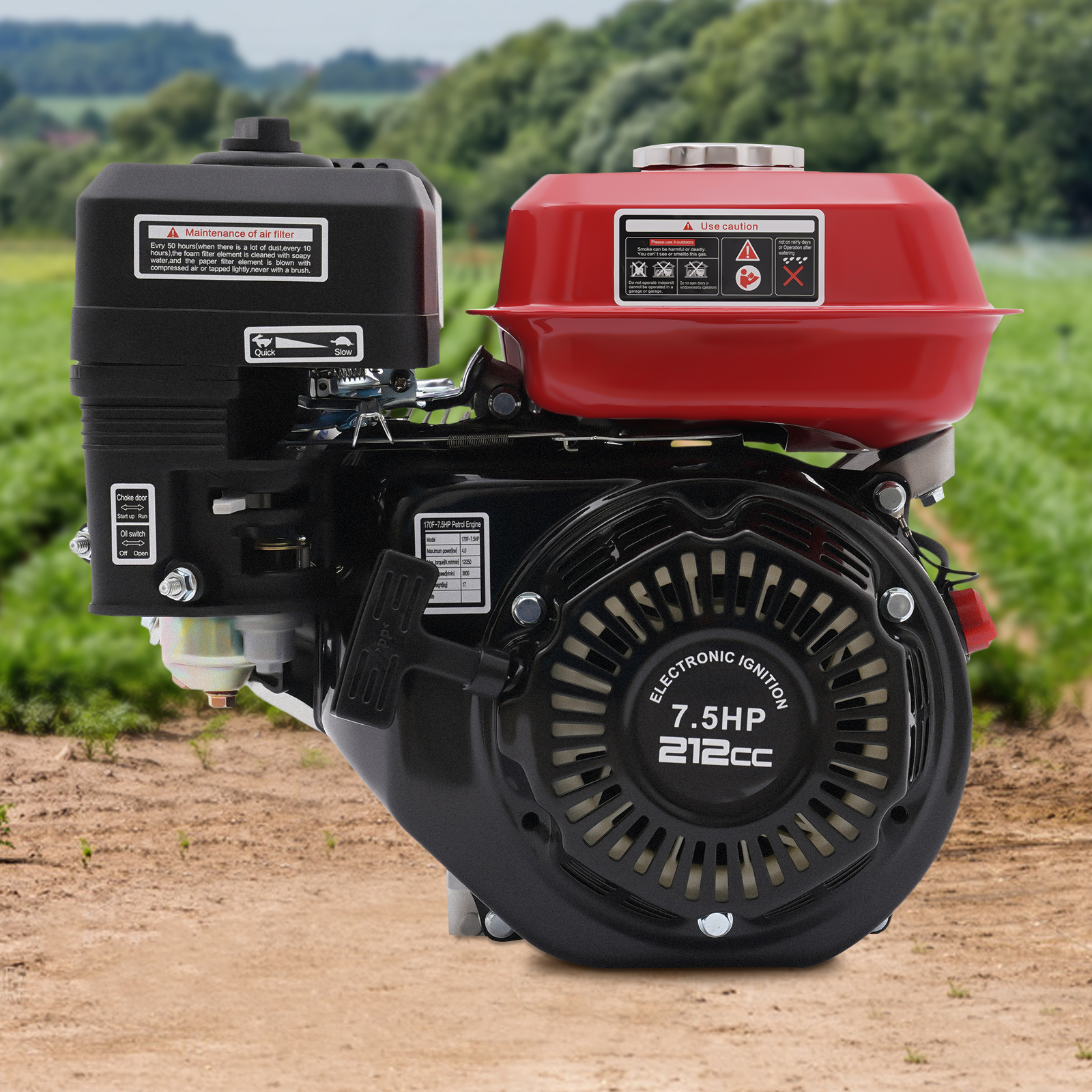 Motor a gasolina multifuncional, Sistema de refrigeração a ar Motor a gasolina, 4 tempos, 7.5HP Pull Start, GX200, 4000W