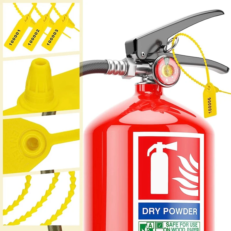 Sigilli antimanomissione in plastica da 1000 pezzi etichette per estintori etichette di sicurezza sigilli etichette per fascette numerate di sicurezza (giallo)