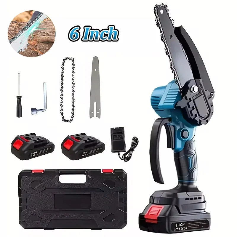 Sega a catena elettrica da 6 pollici Sega a catena portatile portatile per albero Taglierina per legno Potatura Utensile elettrico da giardino Batteria Makita compatibile