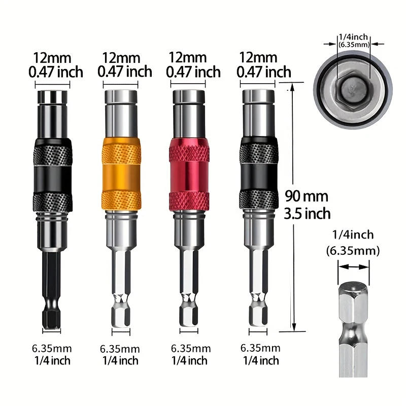 1/4" Hex Magnetic Ring Screwdriver Bits Drill Hand Tools Drill Bit Extension Rod Quick Change Holder