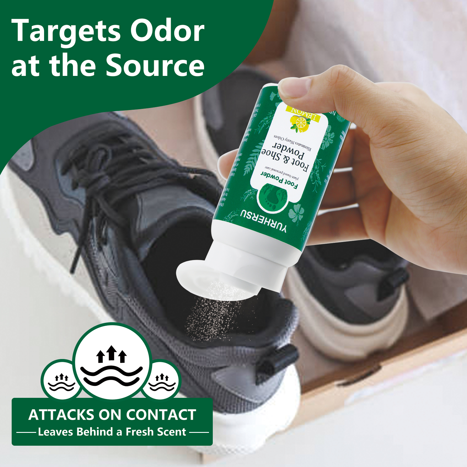 Pó de pé perfumado com limão fresco, permitiendo os pés para aproveitar a respiração natural