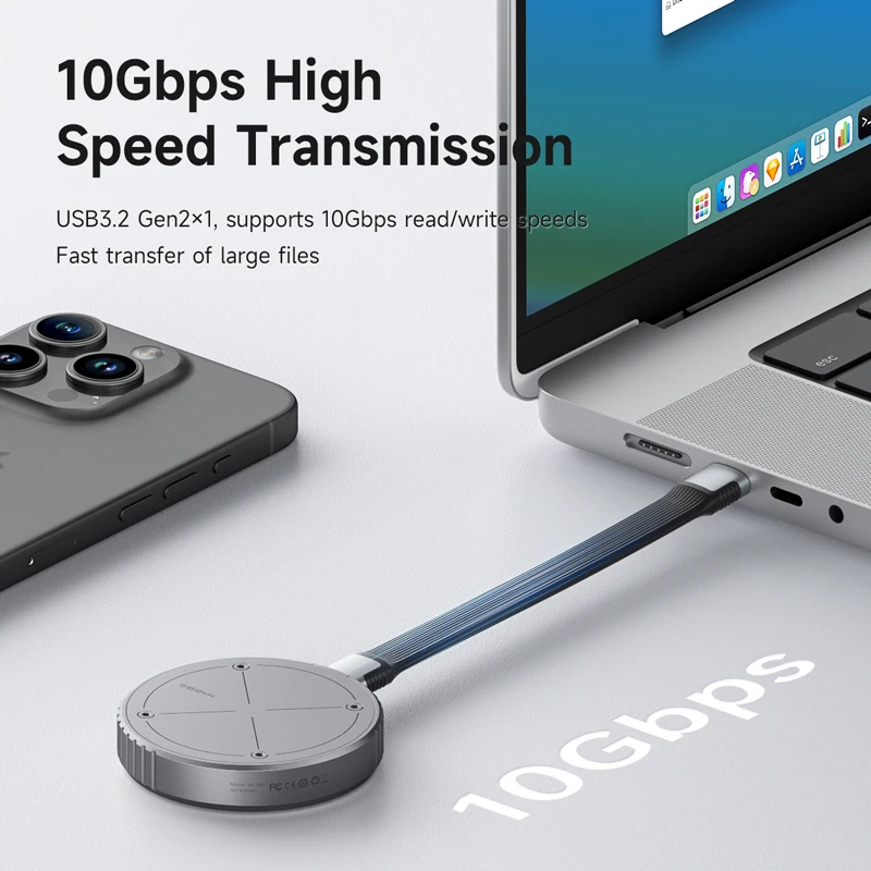 Hagibis Magnetic M.2 2230 NVMe SSD Enclosure Magsafe SSD Case USB C 3.2 Gen2 to NVMe PCI-E for iPhone 16 Pro 17 ProRes MacBook