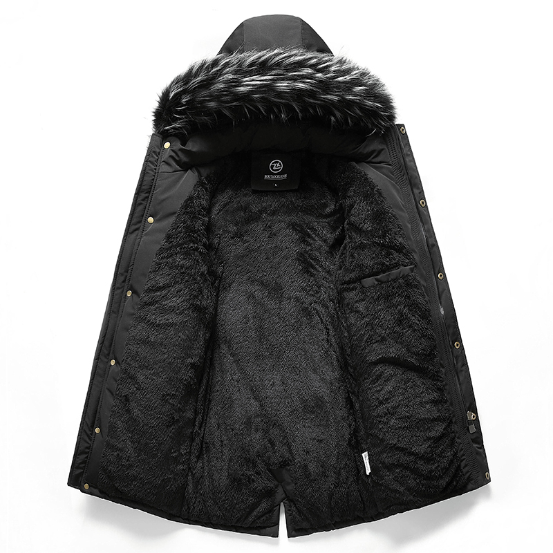 Chaqueta cálida de invierno para hombre, Parkas informales de algodón a prueba de viento, abrigo para hombre con Cuello de piel, prendas de vestir gruesas, chaqueta con sombrero desmontable para hombre