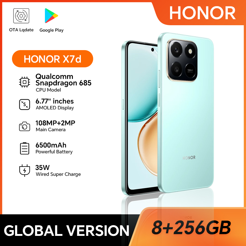 【Brand+】Global Version HONOR X7d 8GB+256GB Smartphone 6.77'' 120Hz TFTLCD Screen 108M Main camera 6500mAh 35W Supercharge