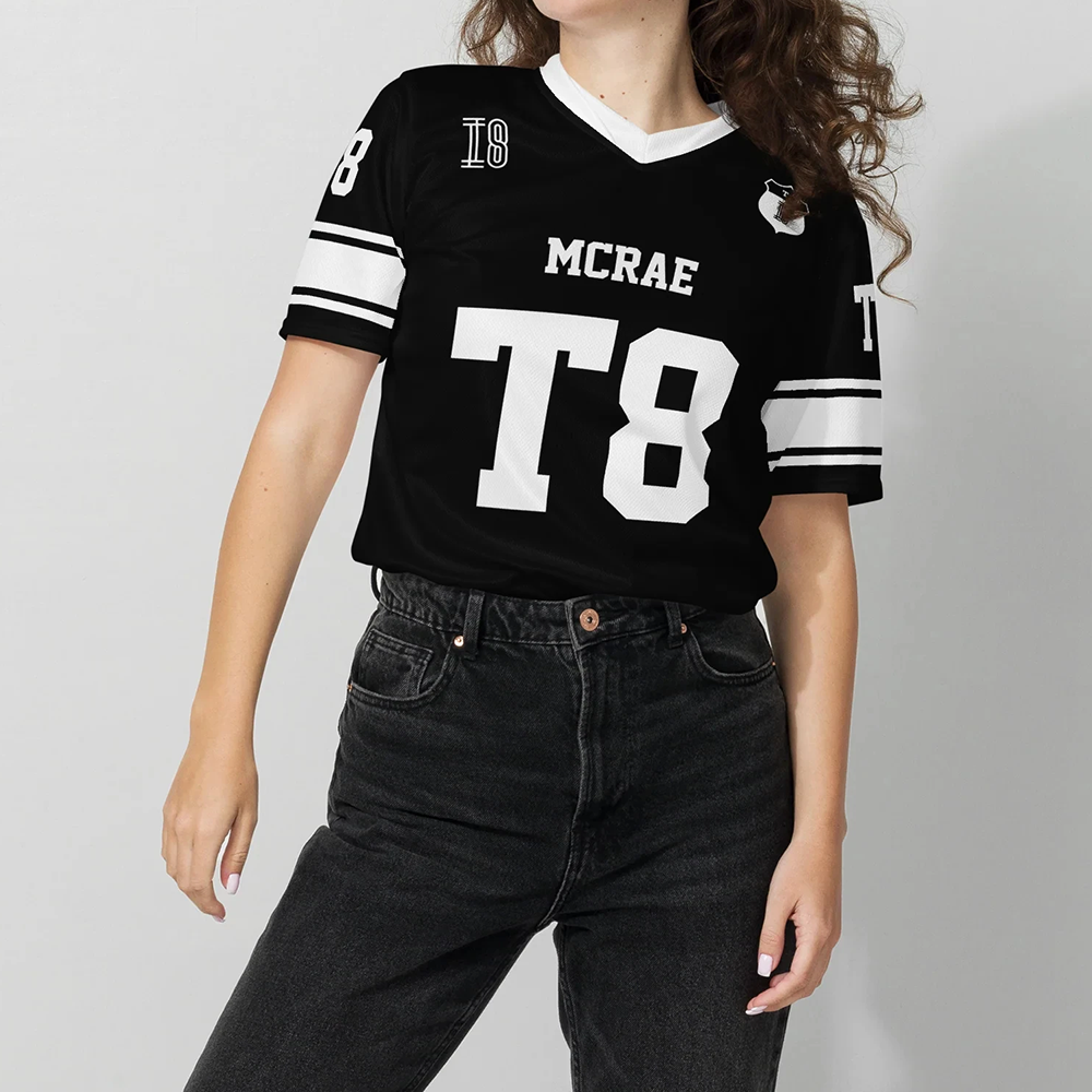 Camiseta Tate McRae 2025, nueva ropa deportiva de primavera/verano para hombres y mujeres, camiseta de fútbol T8 McRae, camiseta con cuello en V, ropa y2k