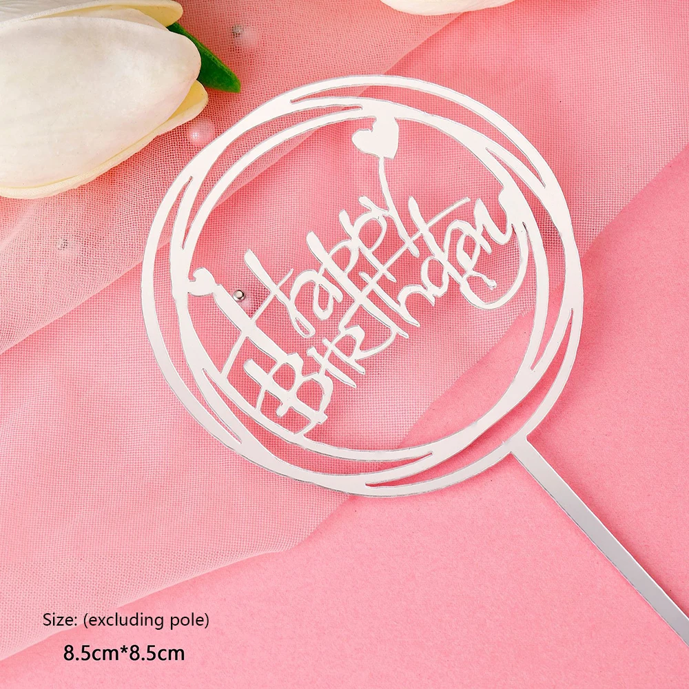 10 pezzi Topper per torta di buon compleanno Topper per cupcake con specchio in oro acrilico per bambini Decorazioni per dessert per torte per feste di compleanno Baby Shower