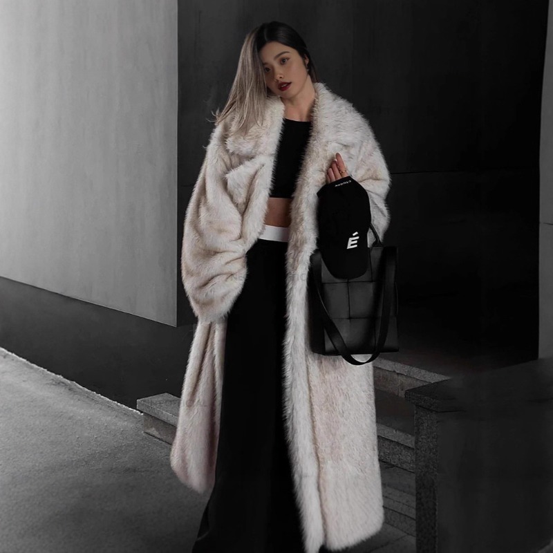 Tuularose2025 hiver chaud moelleux dégradé Eco fourrure veste femmes de luxe longue fausse fourrure de renard manteau rue fourrure vêtements d'extérieur pardessus