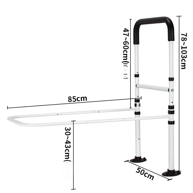 โลหะผู้สูงอายุจองราวข้างเตียงปรับ Anti-Fall ข้างเตียง Handrail ถ้วยดูดที่แข็งแกร่งสนับสนุนข้างเตียง