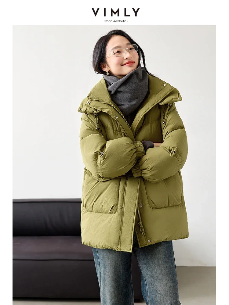 Vimly abrigo de invierno para mujer, abrigos de plumón, chaqueta larga de plumón, Chaqueta de plumón de pato con capucha para mujer, abrigo grueso y cálido de lujo, longitud media, para invierno, 2022, 50302