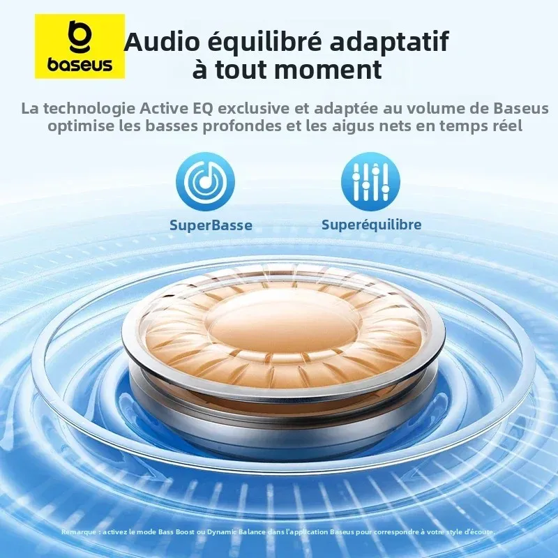Baseus EP10 Pro ANC écouteurs sans fil Bluetooth 6.0 écouteurs 50dB casque adaptatif en temps réel 6 micro haute résolution LDAC IP55 écouteurs