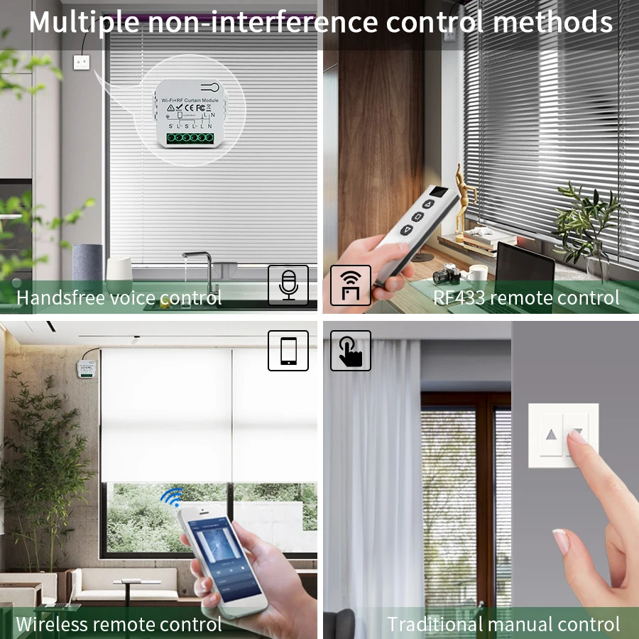 Tuya wifi interruptor de cortina inteligente persianas rolo módulo obturador 433mhz rf controle remoto funciona com alexa google assistente casa