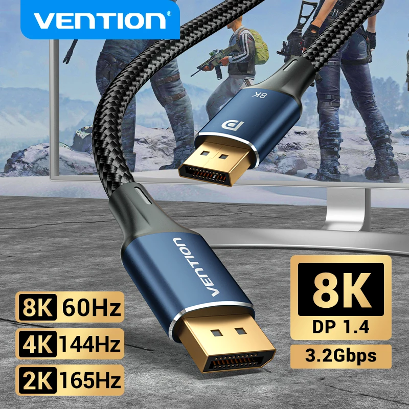 Vention-Cable DisplayPort 1,4, 8K, 60Hz, 4K, HDR, 165Hz, puerto de pantalla de Audio para vídeo, PC, portátil, TV, 1,4 DP, 1,2
