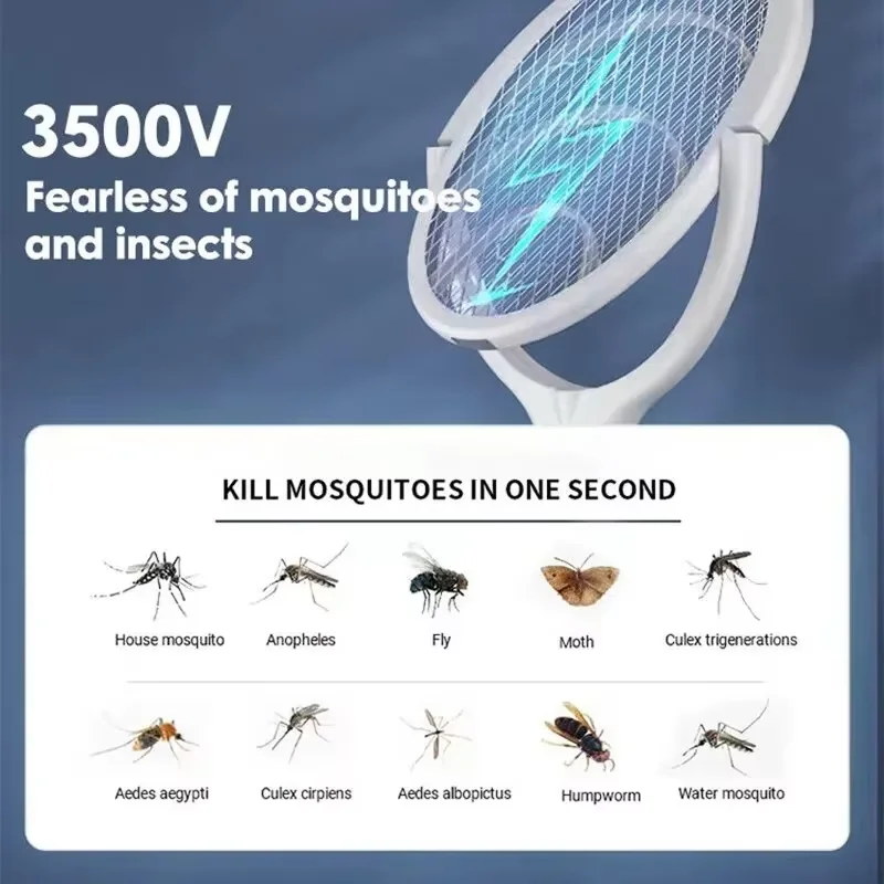 5 In 1 Fast CHARGING Racket ฆ่า Fly Bug ความปลอดภัยฉนวนแบตเตอรี่ขับเคลื่อนโคมไฟ ABS ปรับไฟฟ้ายุง Swatter