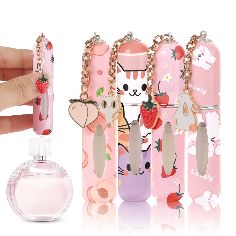 New 5ml Refillable Spray Bottle Mini Flower Pattern Refillable Perfume Bottle with Pendant Empty Cosmetic Containers Cute