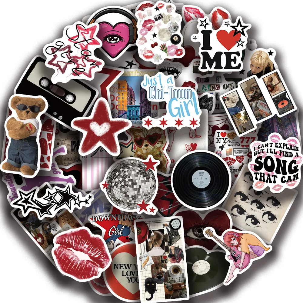 50Pcs Downtown Y2K Girls Stickers Aesthetic DIY Phone Laptop Luggage Skateboard Graffiti Decals Cartoon Sticker for Toy