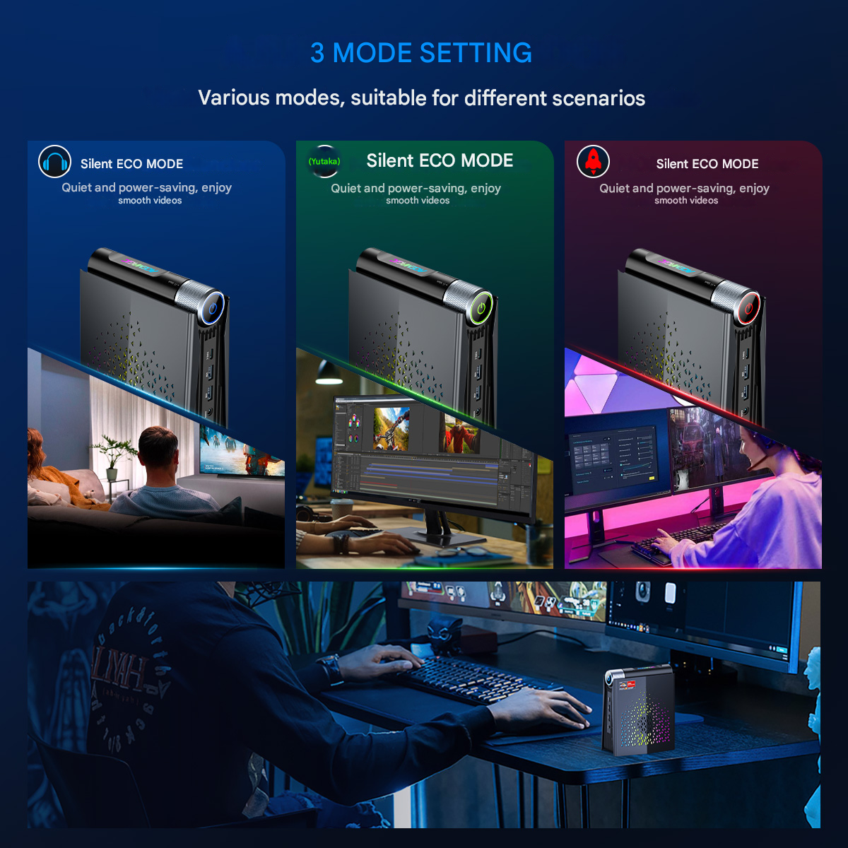 ACEMAGIC S3A Mini PC Gaming AMD R7 8745HS/8845HS R9 8945HS RAM 32GB DDR5 1TB SSD Gamer Computer RGB Light Control WiFi6 BT5.2