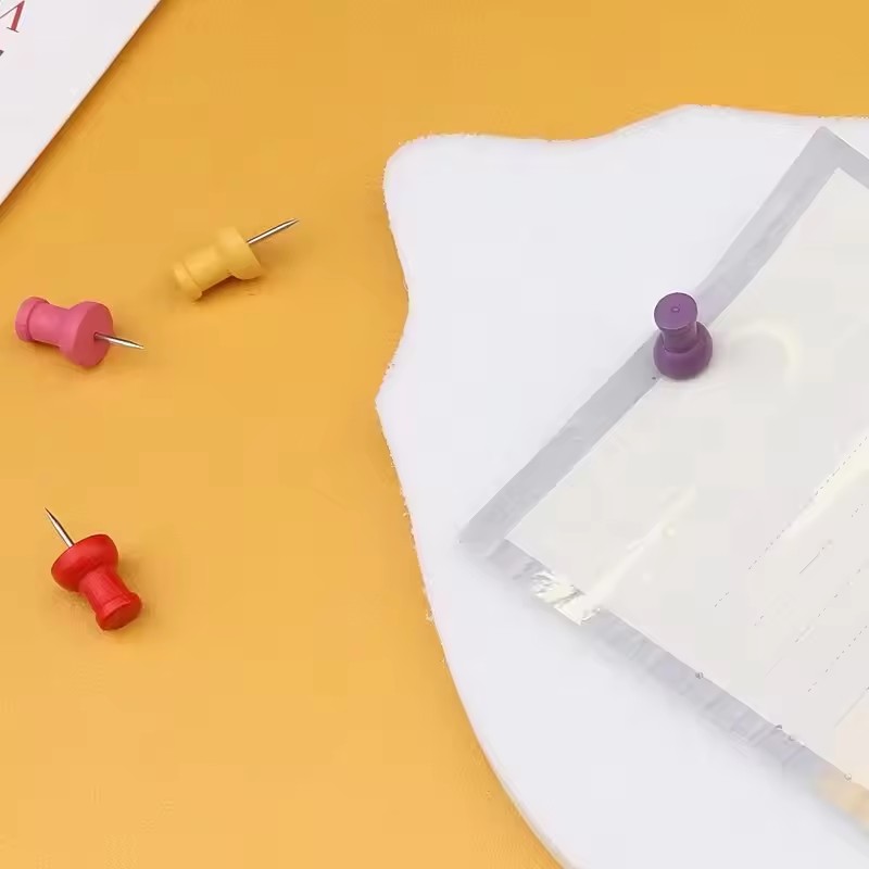 Fniiva Colorful Wooden Thumbtacks Set Plastic Drawing Pins Safety Colored Push Pins Kit School Office Accessories Supplies