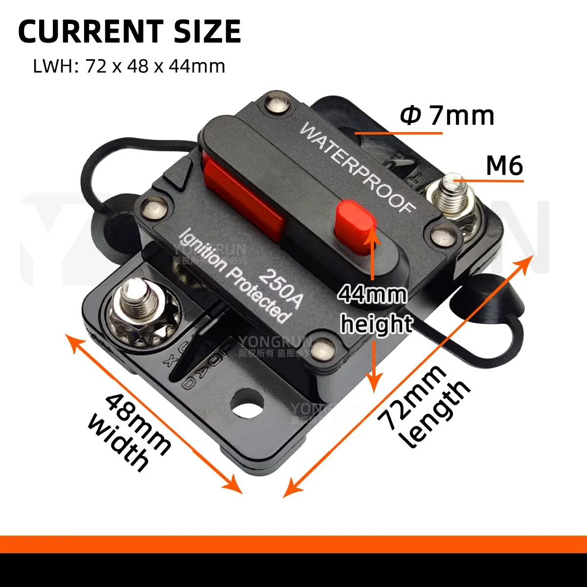 Leistungsschalter 20 A bis 300 A, manueller Reset für Auto-Audiosystem, wasserdichter Marine-Leistungsschalter, Reset-Sicherung, 12 V – 48 V DC, 40 A, 60 A