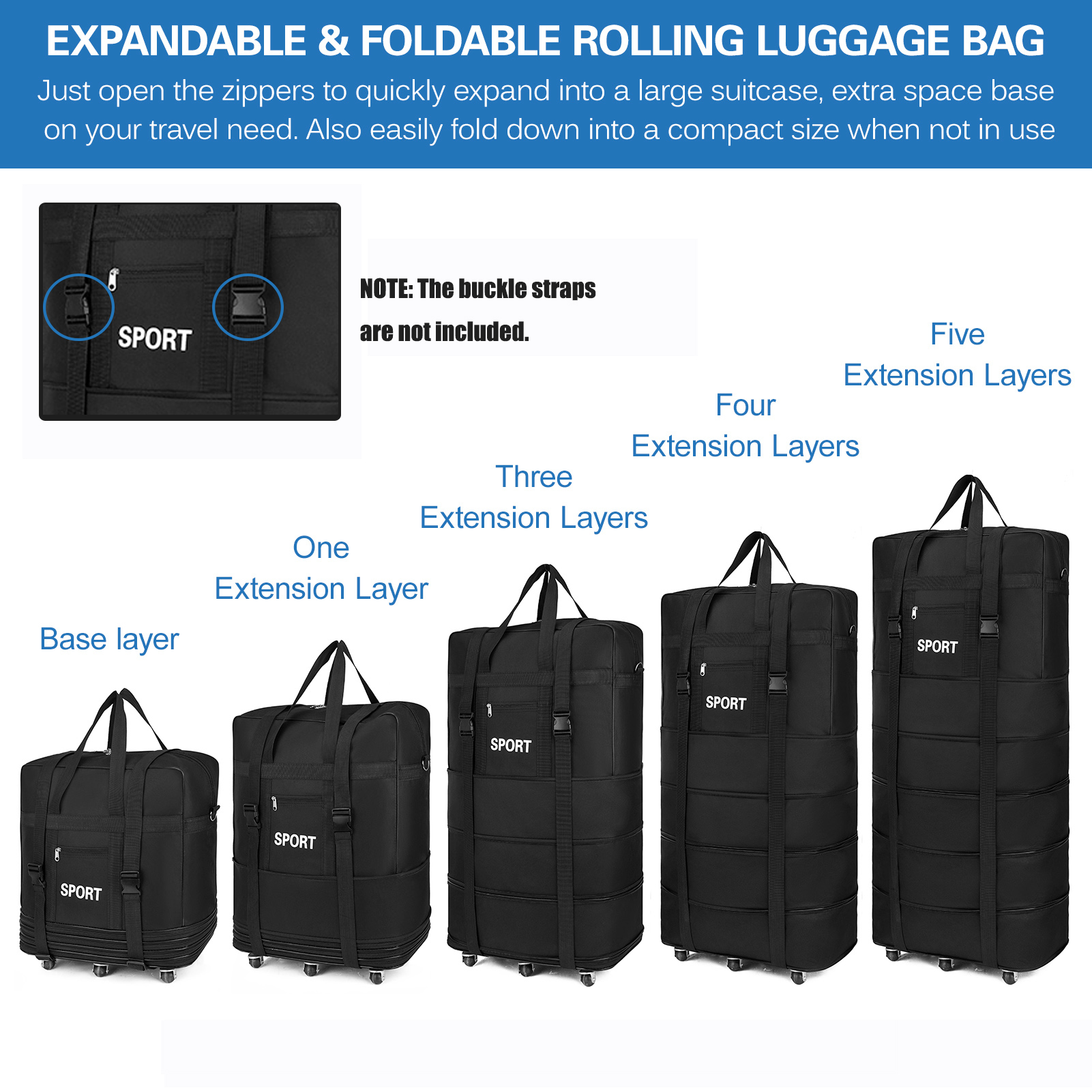 Bolsa de equipaje enrollable plegable, Maleta extensible, bolsa de viaje de negocios