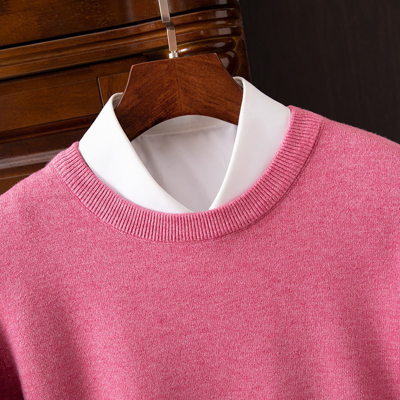 Suéter 100% de cachemira para hombre, jerséis con cuello redondo, suéter de lana tejido de talla grande, partes superiores nuevas de invierno, jerséis de manga larga de gama alta